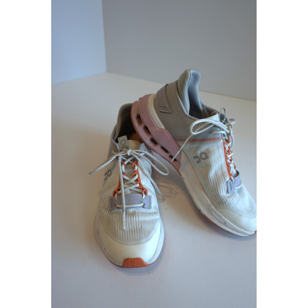 On Running Cloudnova Flux Womens White Grey Pink Orange Sneakers 3WD10381179 8.5